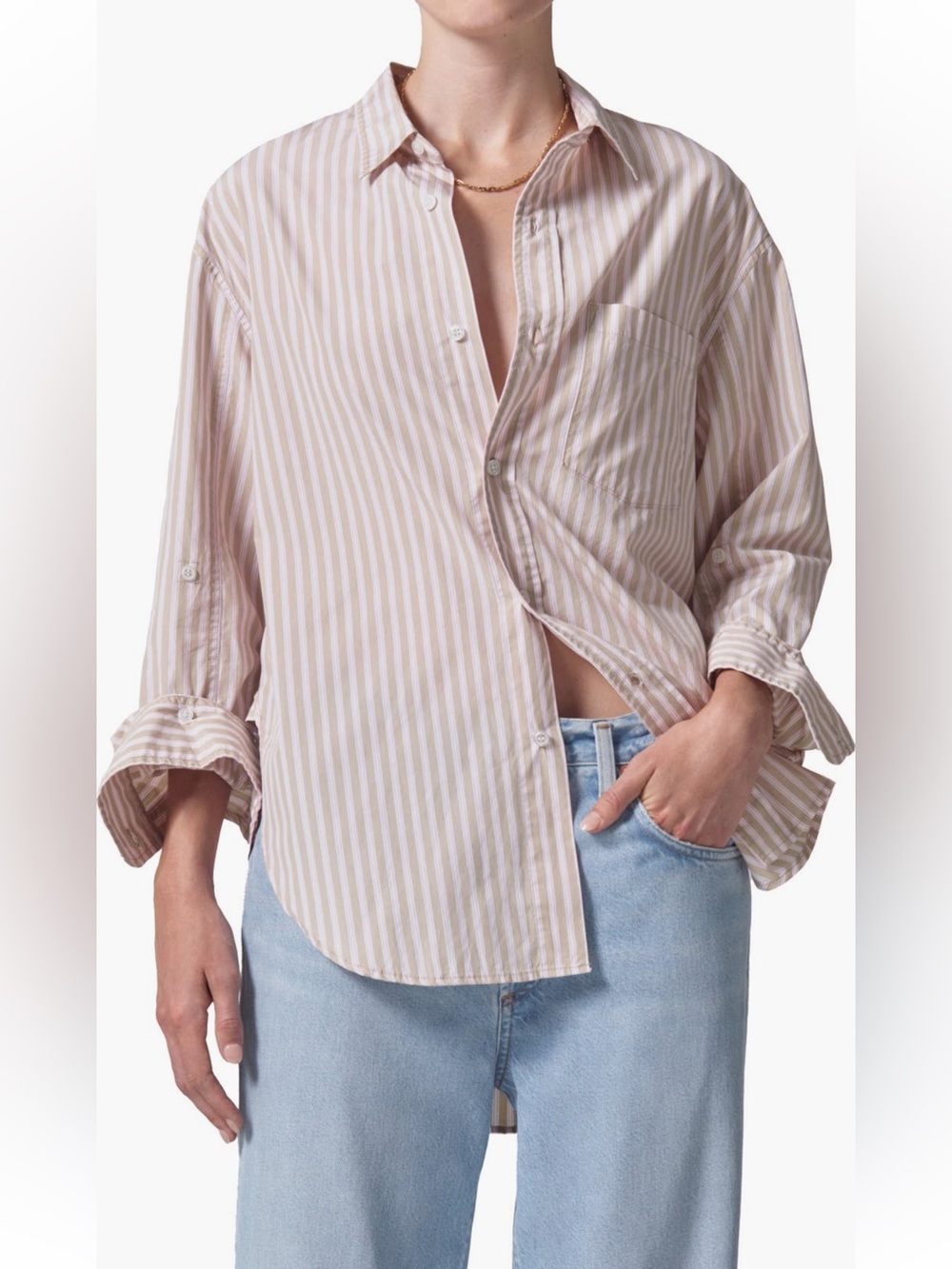 NWT Citizens of Humanity Kayla Mesa Stripe Oversize Button-Up Shirt SZ XS